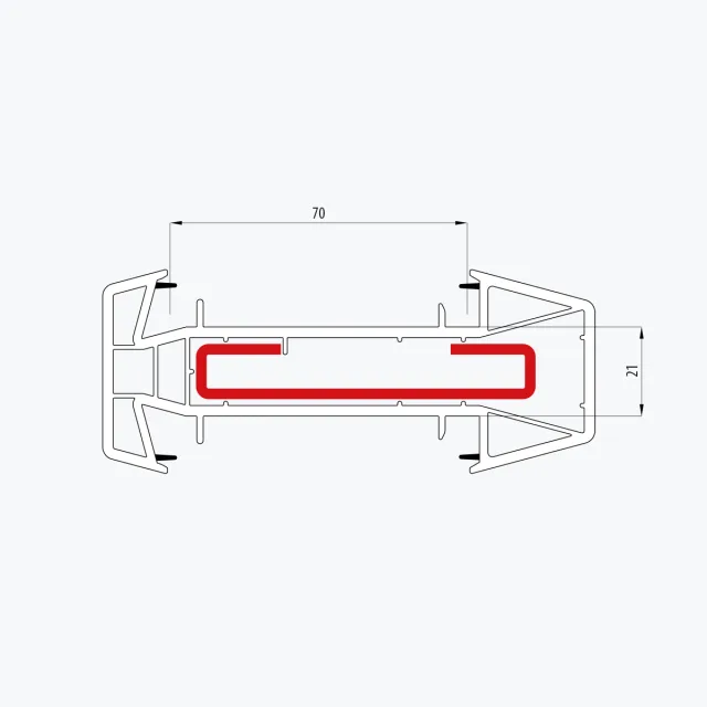 Statischer Verbinder 21 mm 140218 (für 70 mm Einbau)